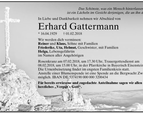 Der Bayerische Skiverband trauert um sein Ehrenmitglied Erhard Gattermann