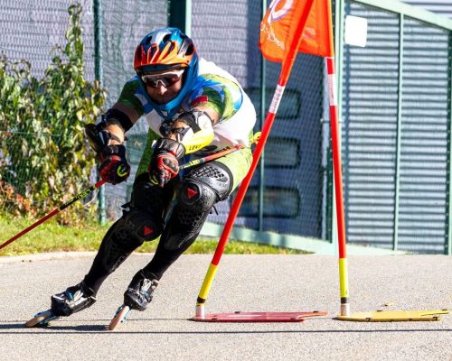 SKiinliner f&auml;hrt neben Skistange