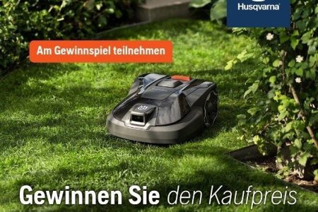 Bild von einem Mährroboter im Gras