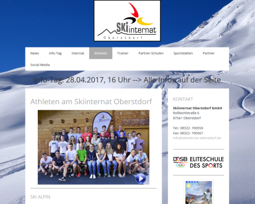 Aus alt mach neu – aktueller Look für die Homepage: Skiinternat Oberstdorf startet neuen Online-Auftritt