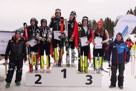 Die arrivierten Weltcup Läufer Lena Dürr und Stefan Luitz holen die Titel im Slalom bei den Bayerischen Meisterschaften 2020  
