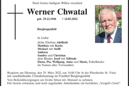 Nachruf Werner Chwatal