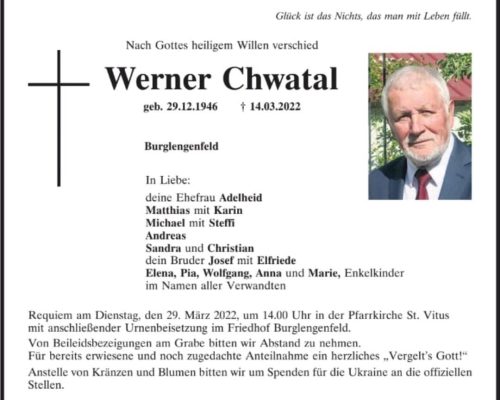 Nachruf Werner Chwatal