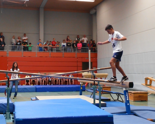Felix Lindenmayer/TSV Heimenkirch (U16) auf dem Stufenbarren (Gleichgewichtsparcours)